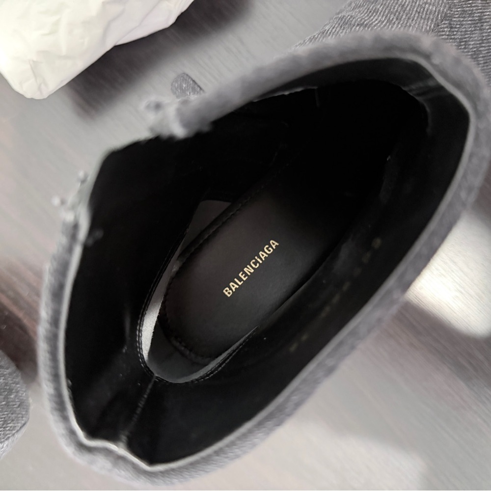 Balenciaga Black Denim BB Knife Kitten Heel Booties - Picture 9 of 12